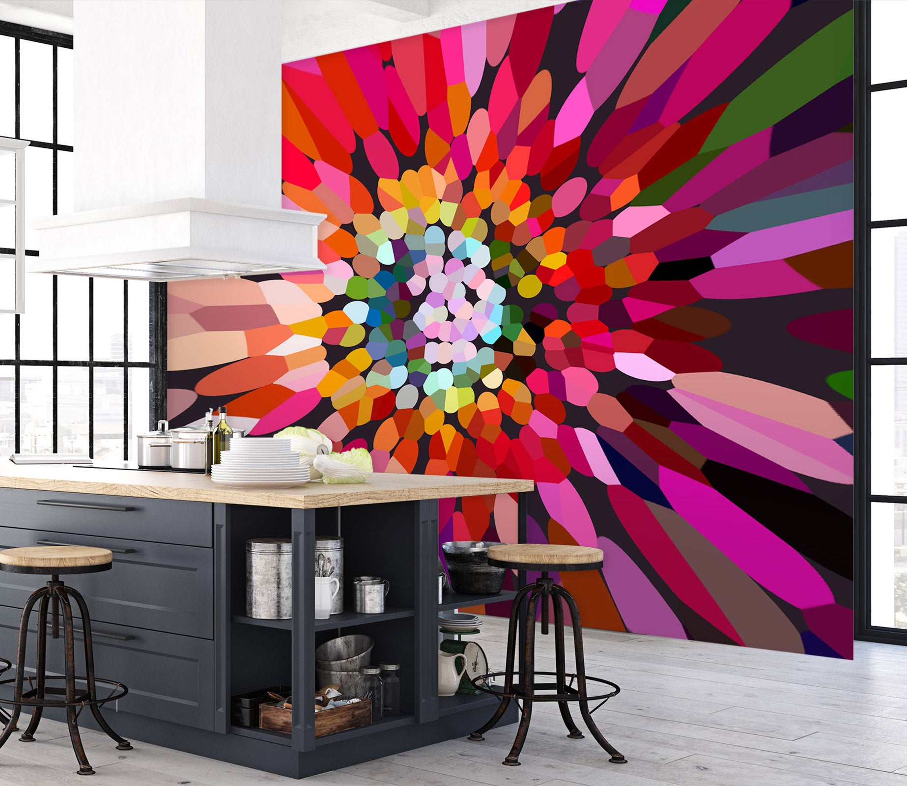 3D Pink Flower Horizontal 70111 Shandra Smith Wall Mural Wall Murals