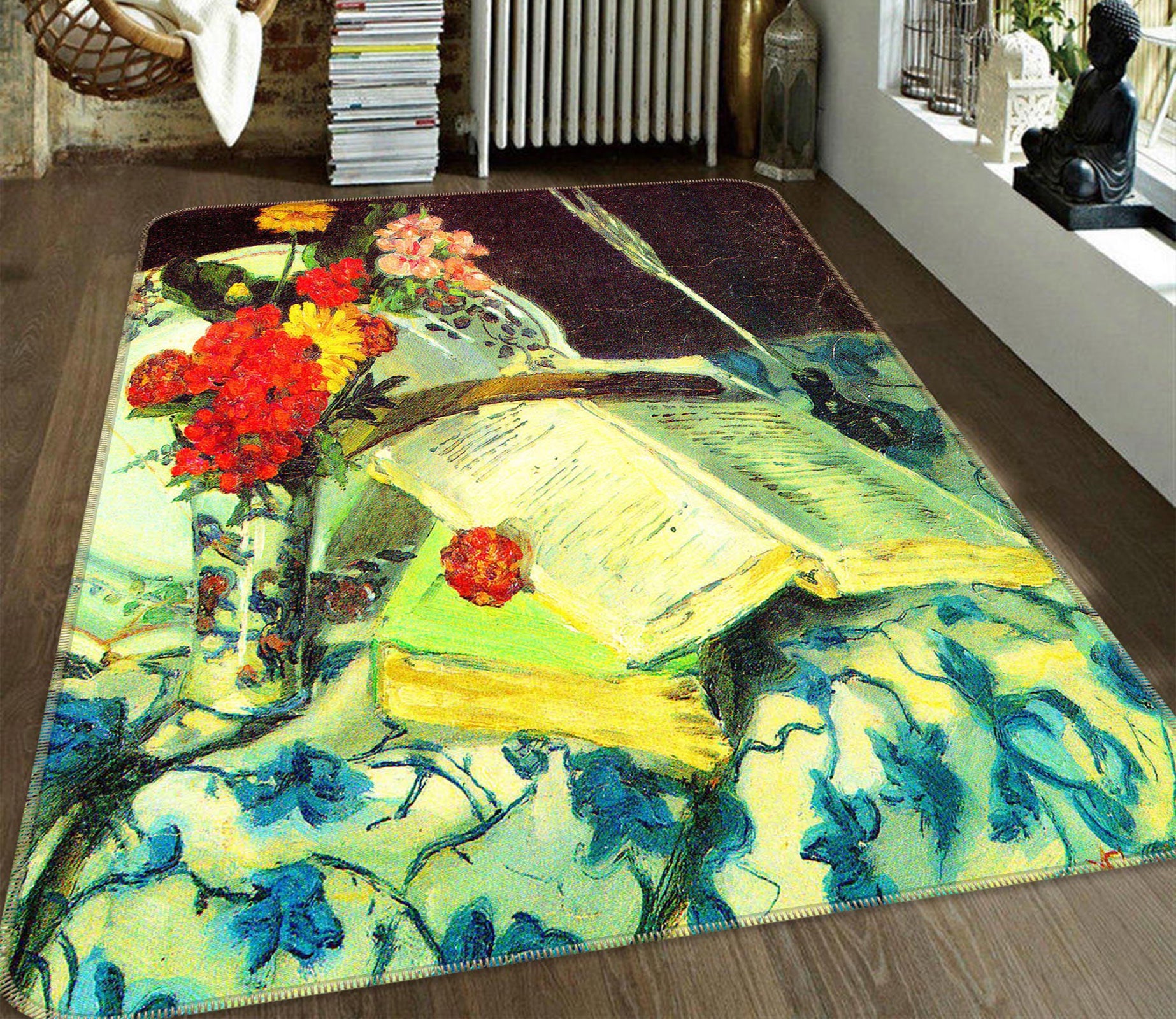 3D Vase Book 76217 Non Slip Rug Mat