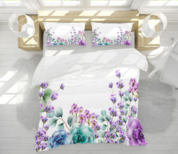3D Purple Flowers 61029 Bed Pillowcases Quilt