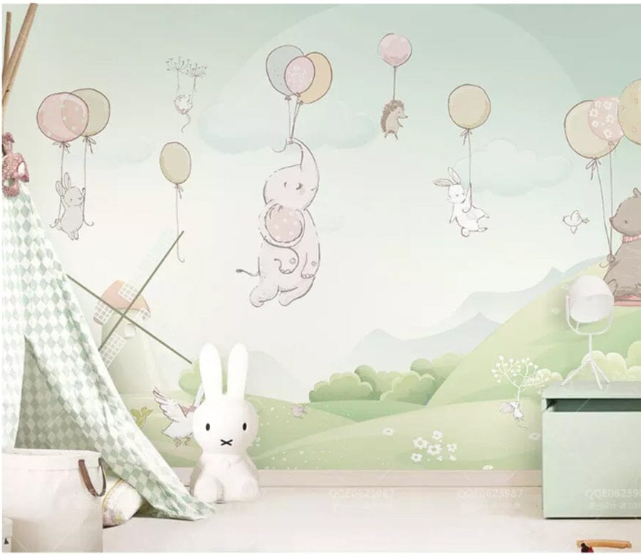 3D Animal Balloon 2054 Wall Murals Wallpaper AJ Wallpaper 2 