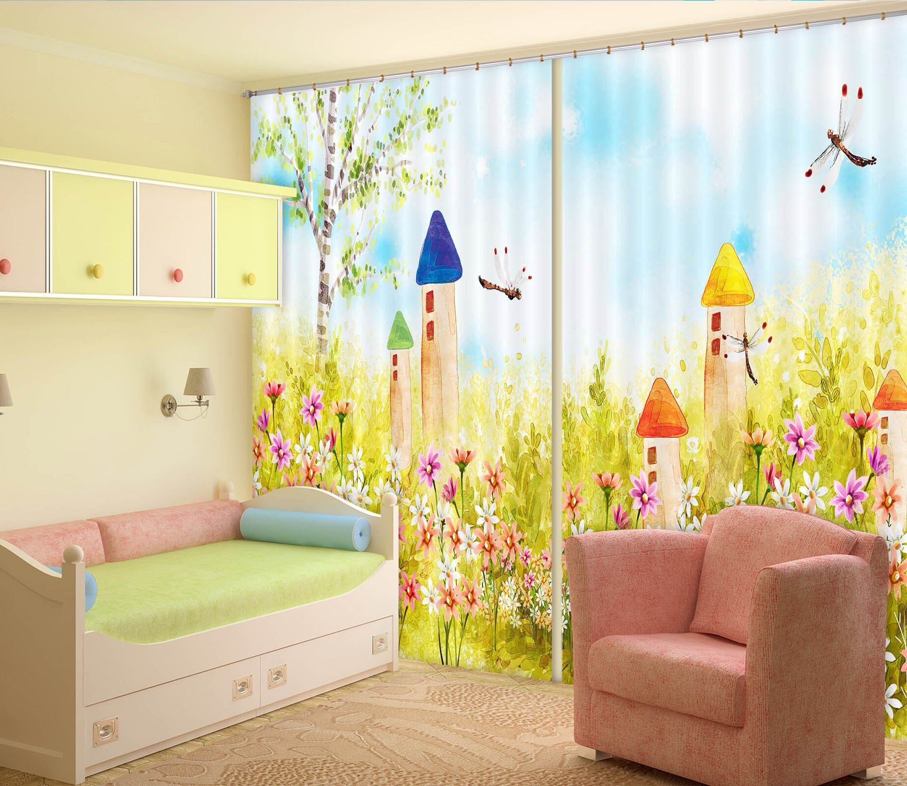 3D Colorful Garden 724 Curtains Drapes Wallpaper AJ Wallpaper 