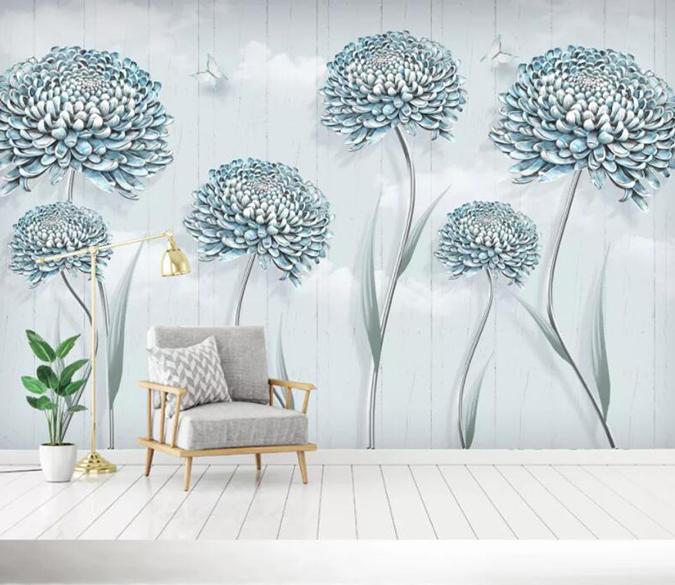 3D Silver Flower 116 Wall Murals Wallpaper AJ Wallpaper 2 
