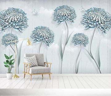 3D Silver Flower 116 Wall Murals Wallpaper AJ Wallpaper 2 