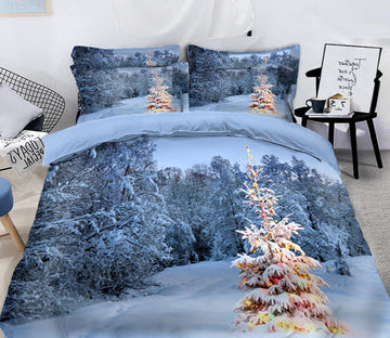 3D Snow Tree 45059 Christmas Quilt Duvet Cover Xmas Bed Pillowcases