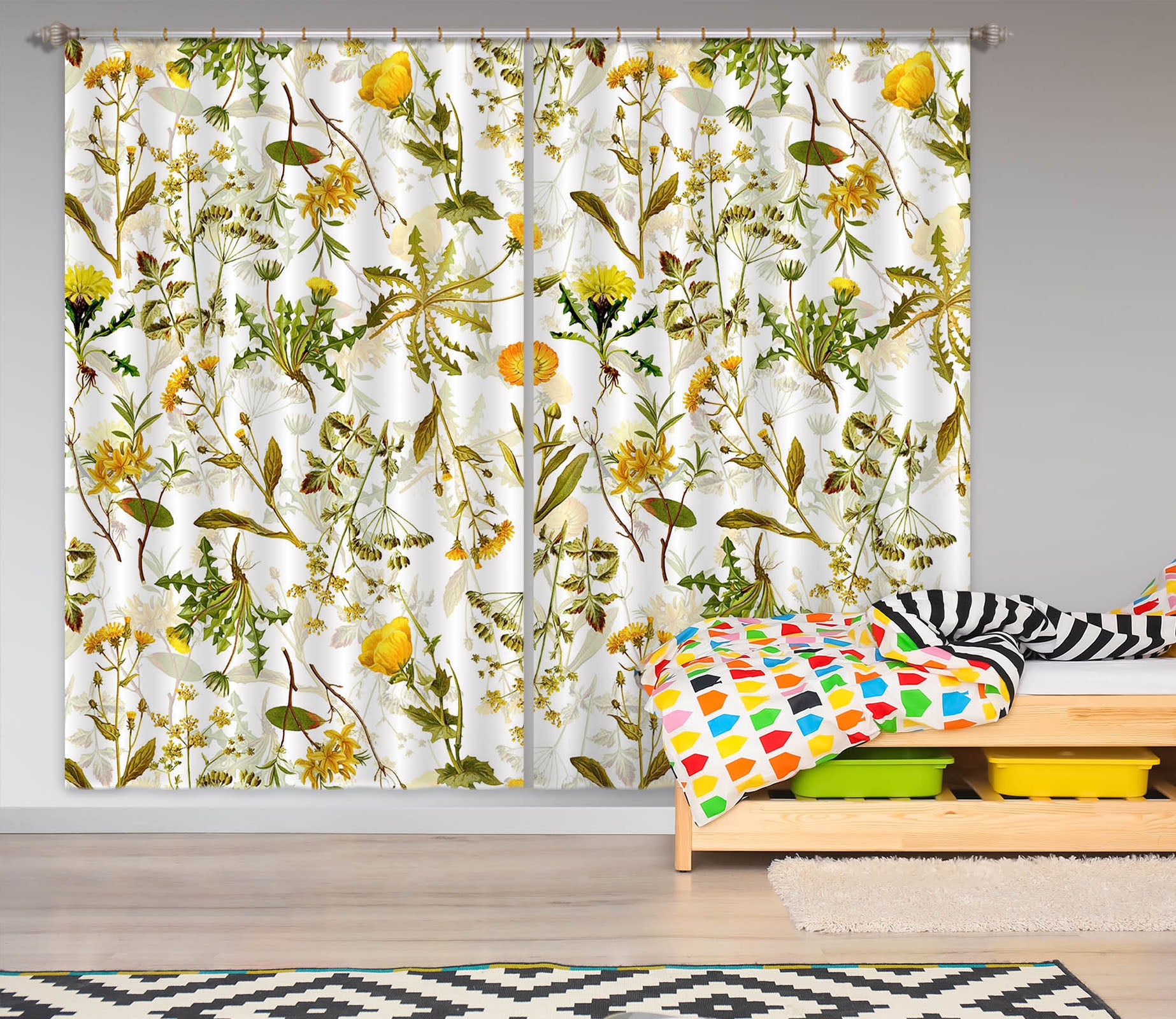 3D Yellow chrysanthemum 253 Uta Naumann Curtain Curtains Drapes
