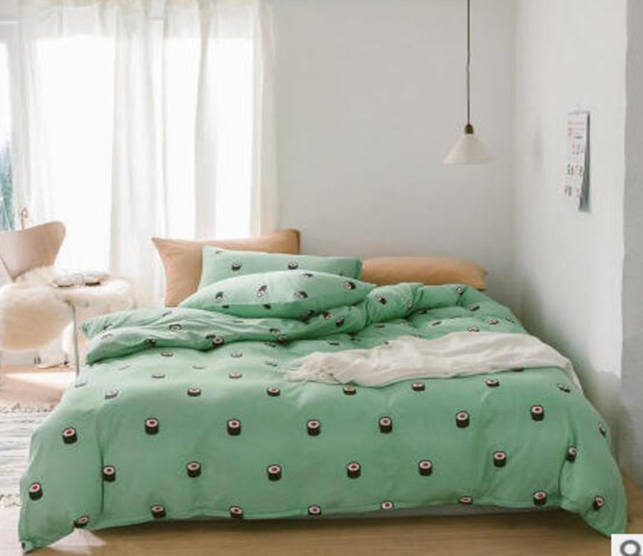 3D Green Bottom Sushi 17151 Bed Pillowcases Quilt