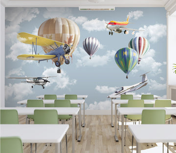 3D Hot Air Balloon with planes 46 Wall Murals Wallpaper AJ Wallpaper 2 