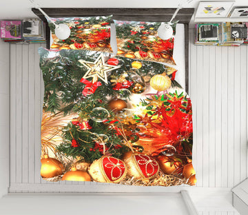 3D Golden Pendant 50033 Christmas Quilt Duvet Cover Xmas Bed Pillowcases