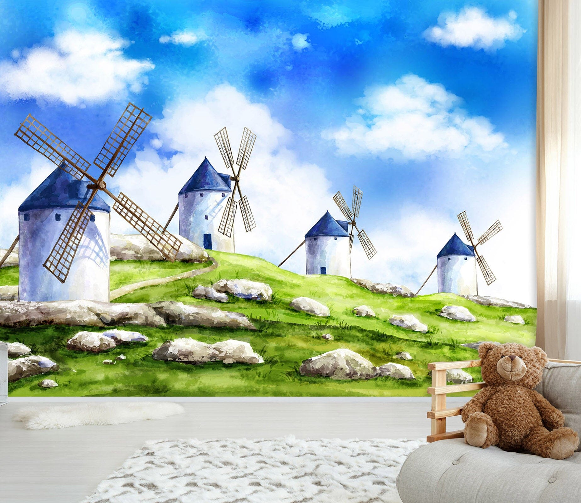3D Hand Painted Windmill 012 Wall Murals Wallpaper AJ Wallpaper 2 