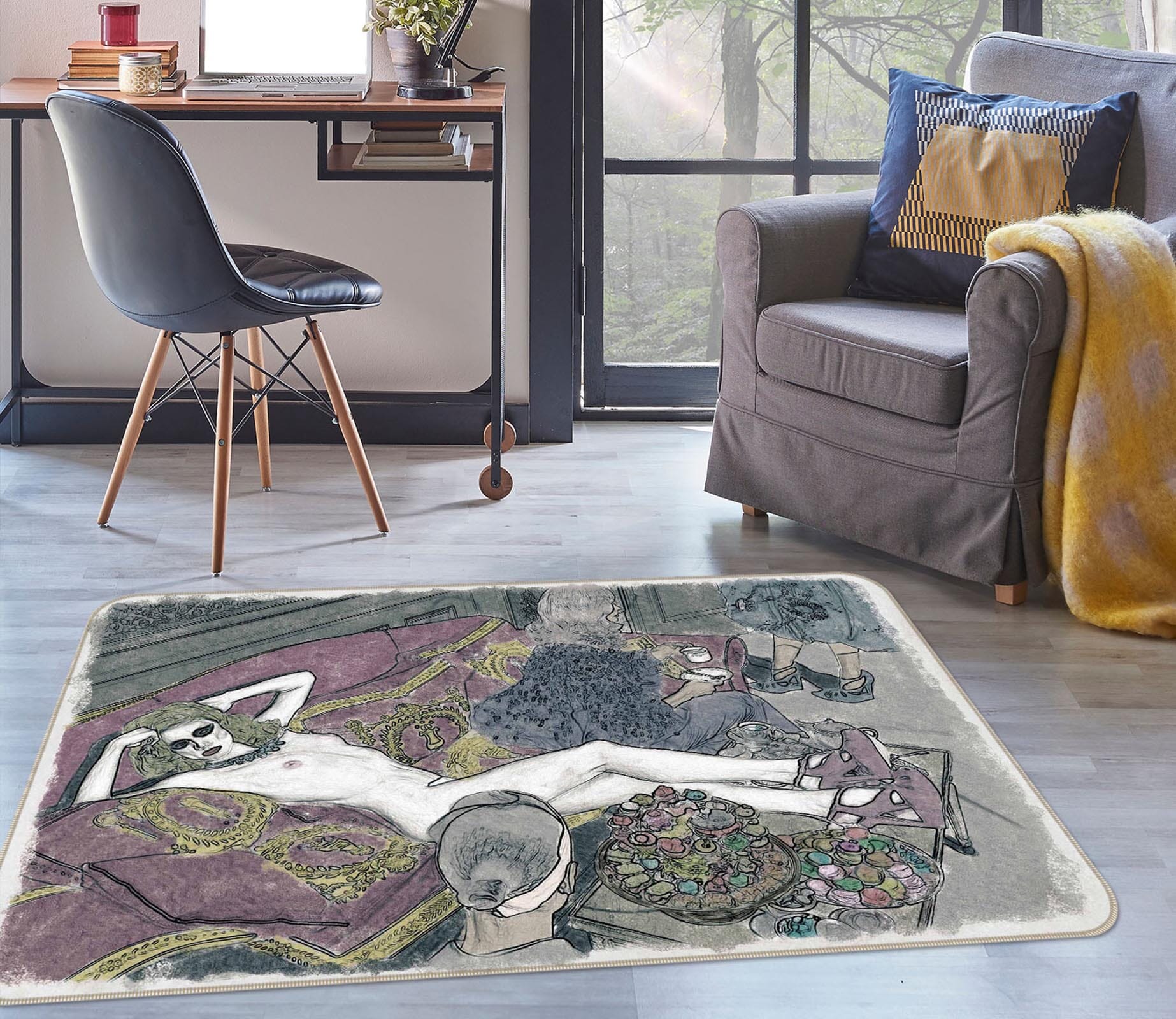 3D Girl Garden 1009 Marco Cavazzana Rug Non Slip Rug Mat Mat AJ Creativity Home 