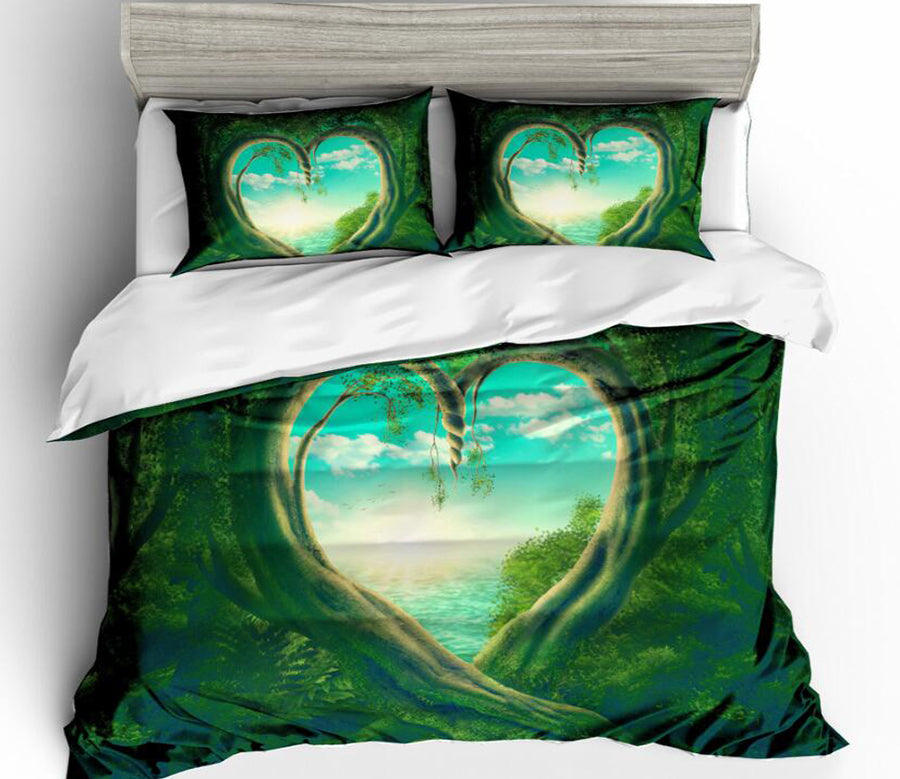 3D Love Tree Hole 6089 Bed Pillowcases Quilt