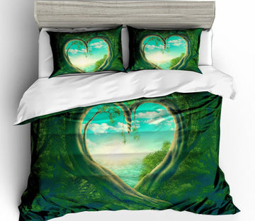 3D Love Tree Hole 6089 Bed Pillowcases Quilt