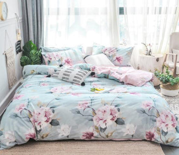 3D Light Green Flowers 40081 Bed Pillowcases Quilt