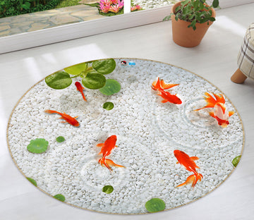 3D Goldfish Pond 80253 Round Non Slip Rug Mat