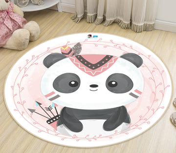 3D Cartoon Panda 74213 Round Non Slip Rug Mat