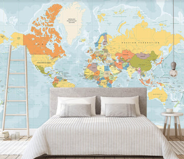 3D Painted World 2111 World Map Wall Murals
