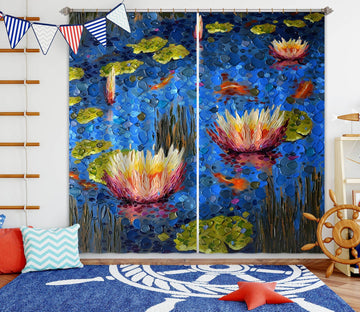3D Lotus Pond 049 Dena Tollefson Curtain Curtains Drapes Curtains AJ Creativity Home 