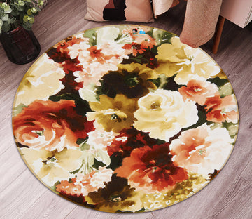 3D Flowers 69180 Round Non Slip Rug Mat