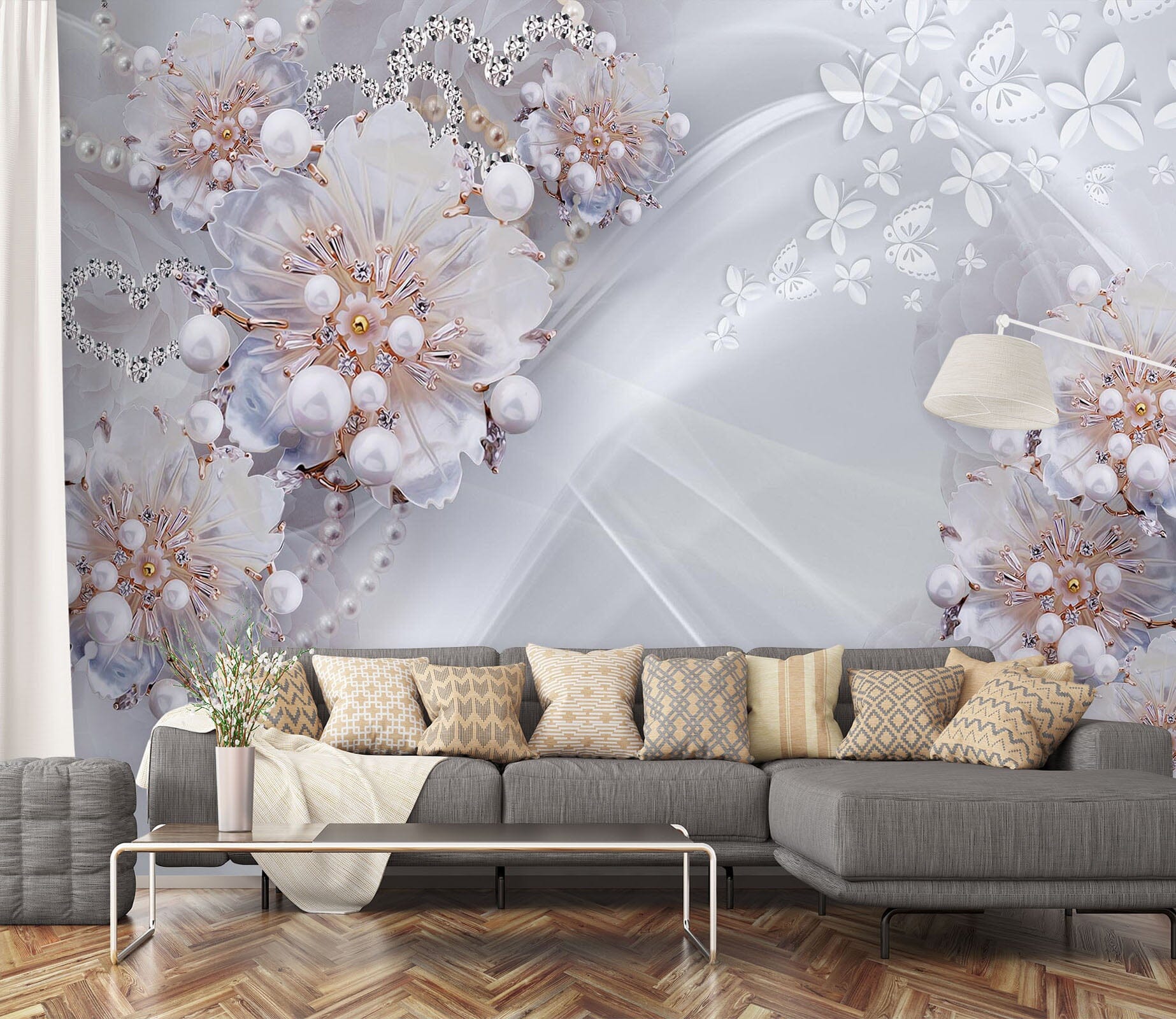3D Pearl Flower 2067 Wall Murals Wallpaper AJ Wallpaper 2 