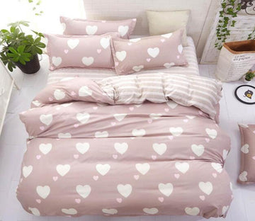 3D Pink Love 7156 Bed Pillowcases Quilt