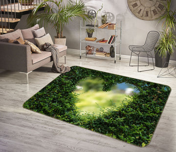 3D Heart Grass Circle 65104 Non Slip Rug Mat