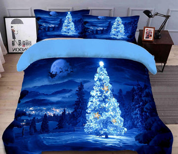 3D Blue Cedar Tree 45120 Christmas Quilt Duvet Cover Xmas Bed Pillowcases
