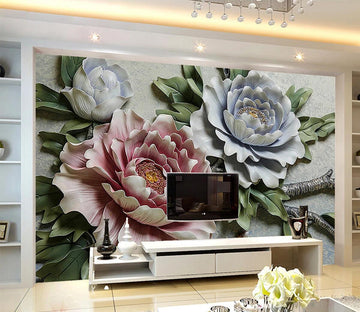 3D Pink Peony WC697 Wall Murals