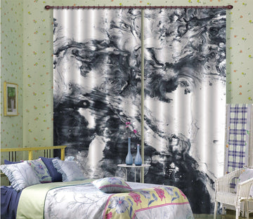 3D Abstract Black Painting 34 Curtains Drapes Curtains AJ Creativity Home 
