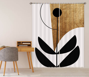 3D Abstract Golden 1089 Boris Draschoff Curtain Curtains Drapes