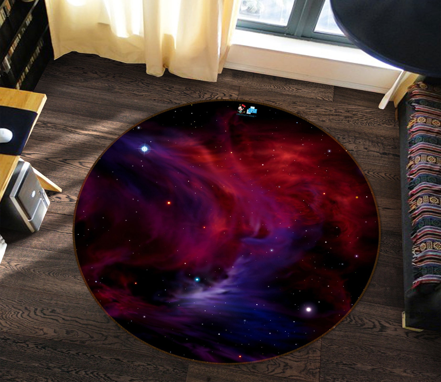 3D Starry Sky 72227 Round Non Slip Rug Mat