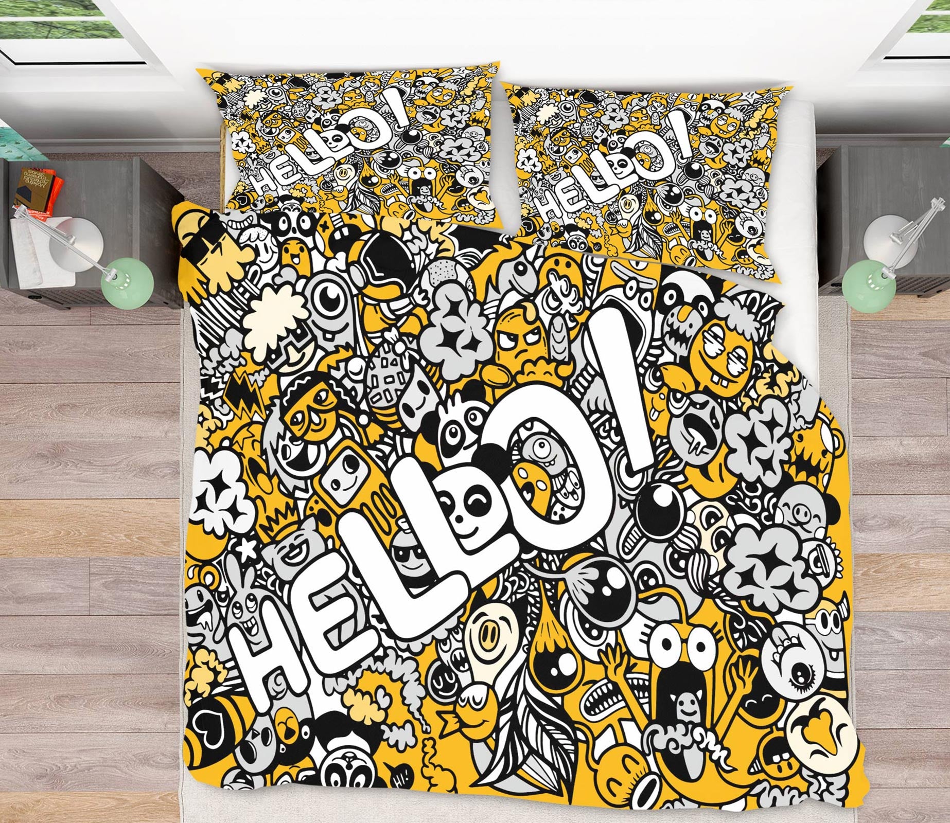 3D Yellow Alphabet Doll Pattern 60029 Bed Pillowcases Quilt