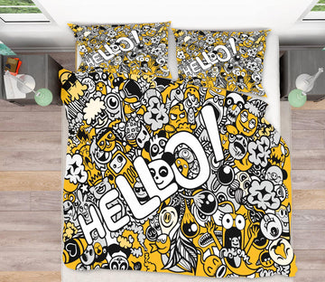 3D Yellow Alphabet Doll Pattern 60029 Bed Pillowcases Quilt
