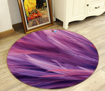 3D Purple Feather 81183 Round Non Slip Rug Mat