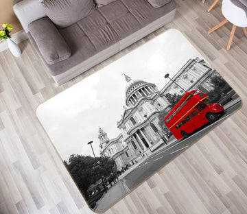3D Building Red Double-Decker Bus 42021 Vehicle Non Slip Rug Mat