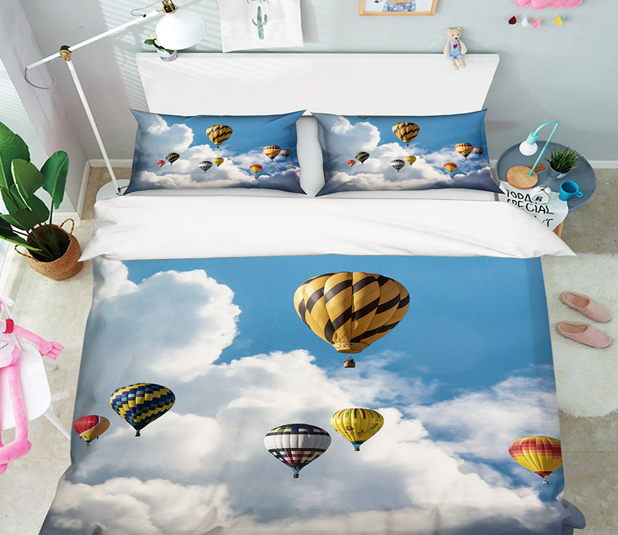 3D Sky Hot Air Balloon 19138 Bed Pillowcases Quilt