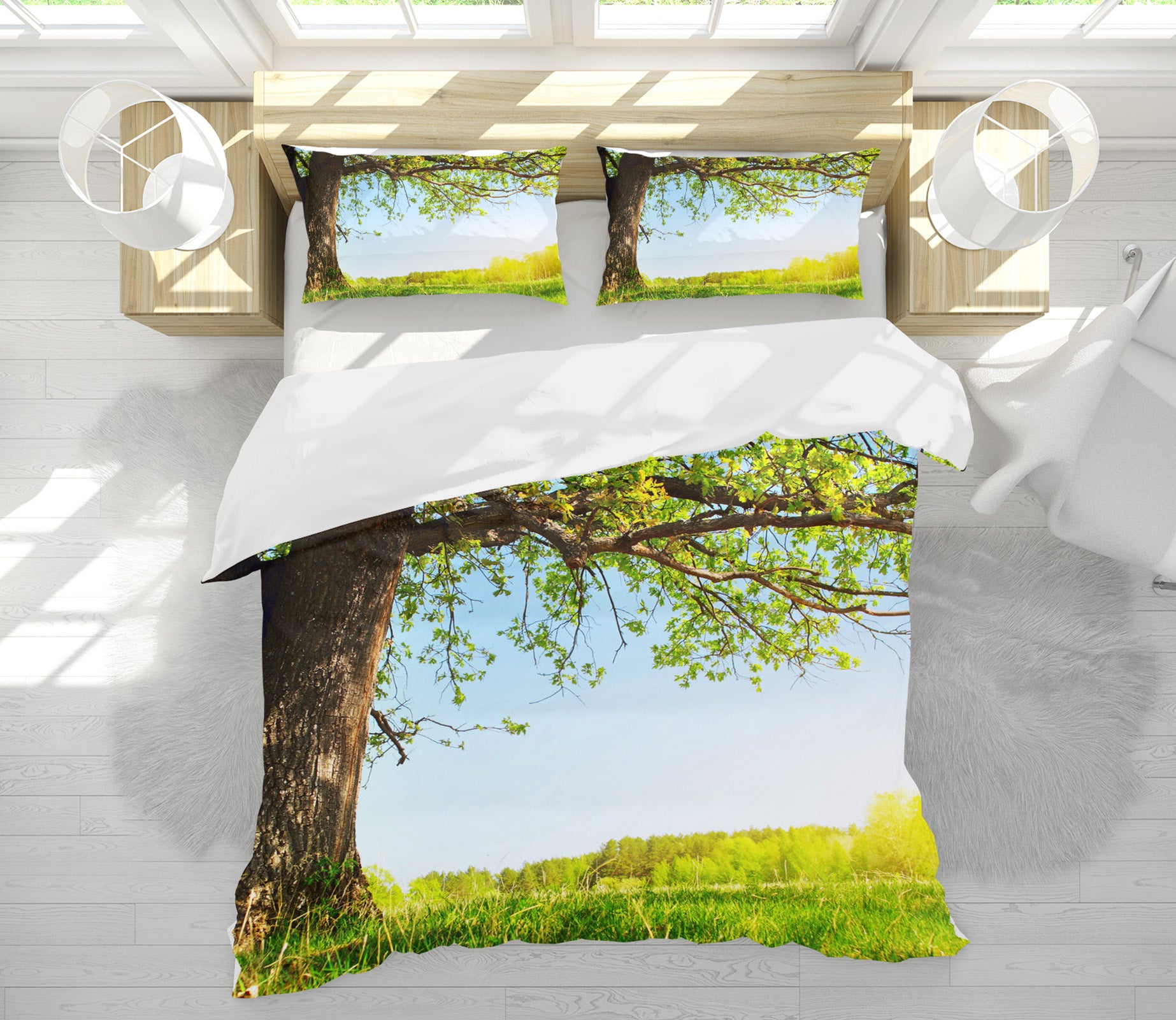 3D Trees Grass 60196 Bed Pillowcases Quilt