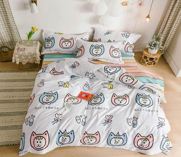 3D Wearing Cat Head Doll 5013 Bed Pillowcases Quilt