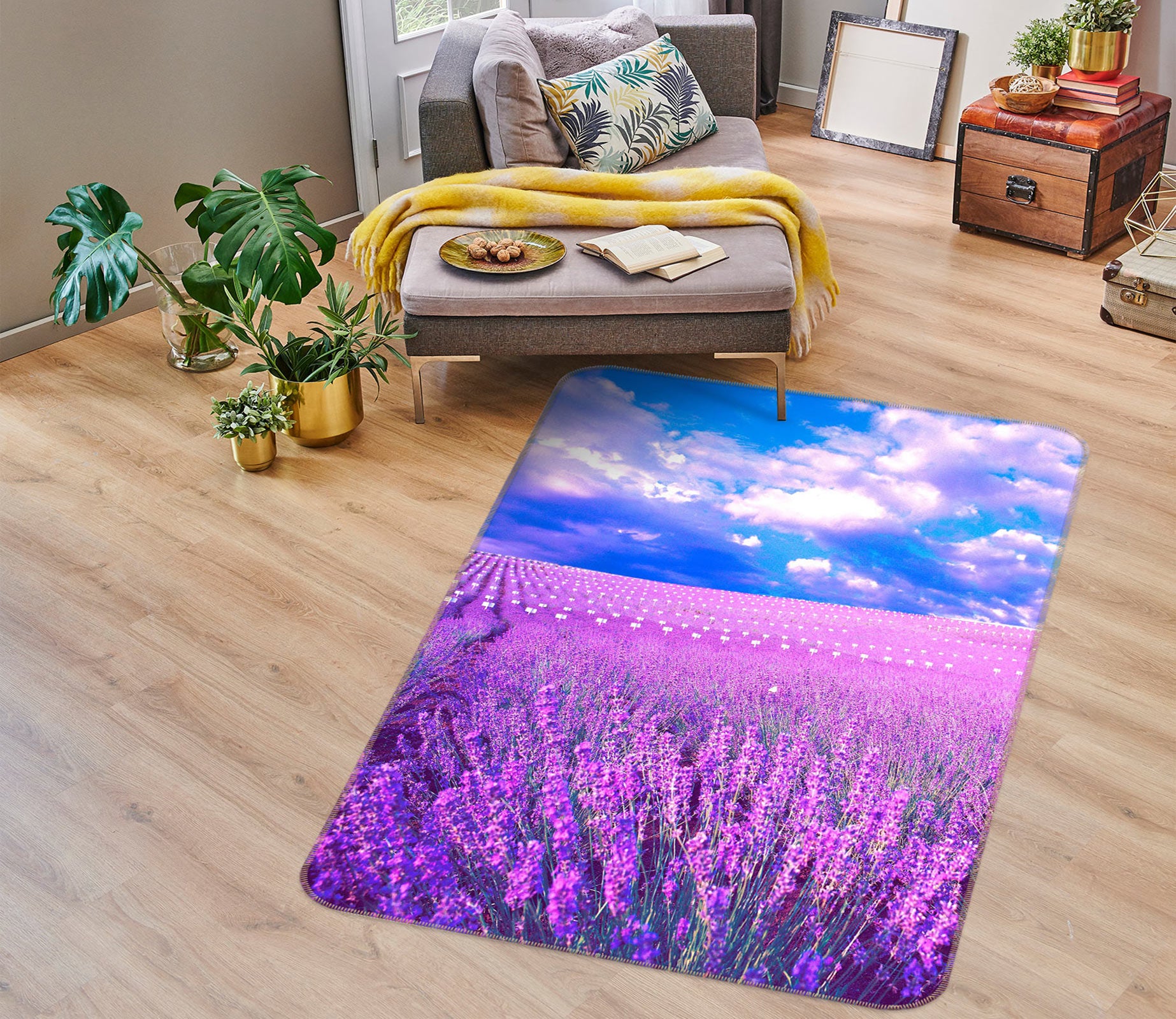 3D Purple Lavender Bushes 76190 Non Slip Rug Mat