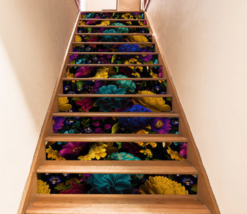 3D Colorful Flowers 103207 Uta Naumann Stair Risers