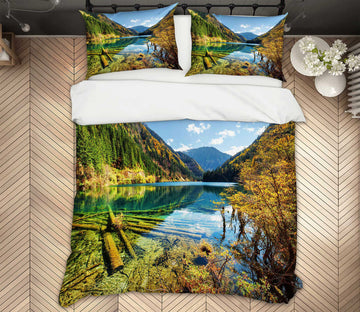 3D Mountain Lake 59207 Bed Pillowcases Quilt