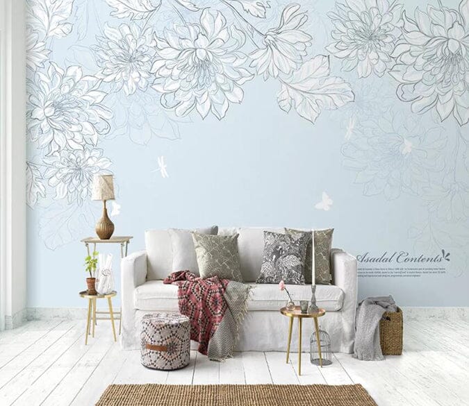 3D White Leaves 1914 Wall Murals Wallpaper AJ Wallpaper 2 