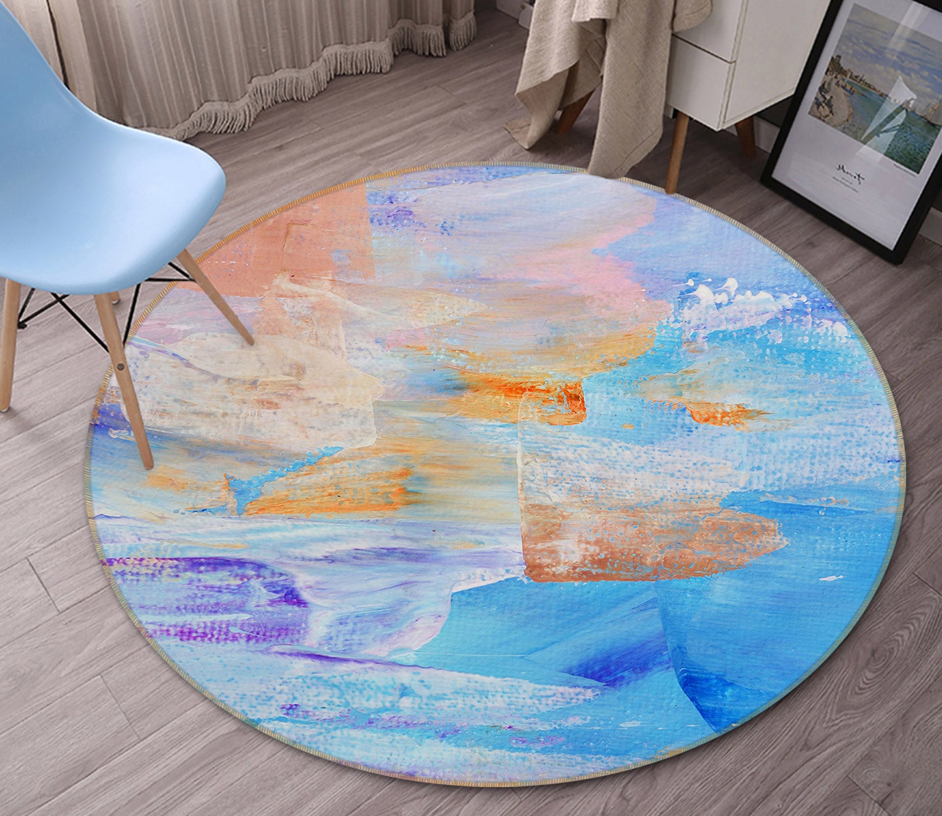 3D Color 71261 Round Non Slip Rug Mat