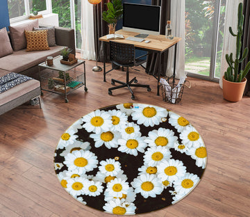 3D Chrysanthemum 75066 Round Non Slip Rug Mat