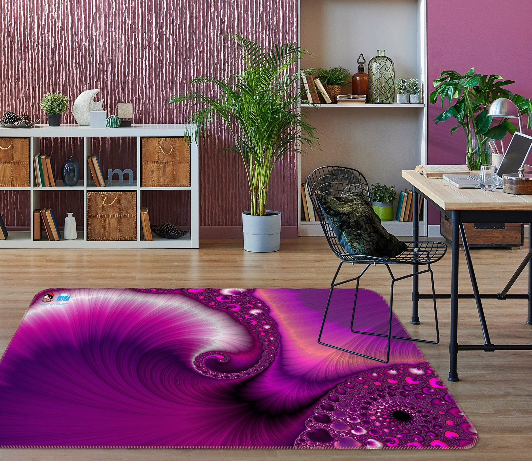 3D Fuchsia Pattern 83041 Andrea haase Rug Non Slip Rug Mat