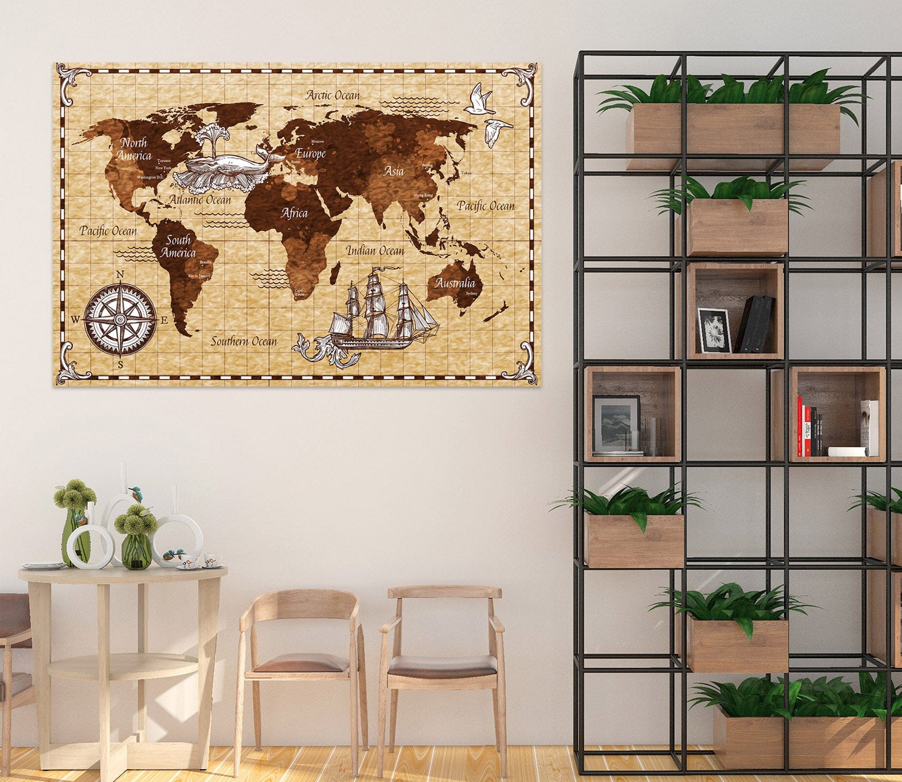 3D Nautical Pattern 290 World Map Wall Sticker Wallpaper AJ Wallpaper 2 