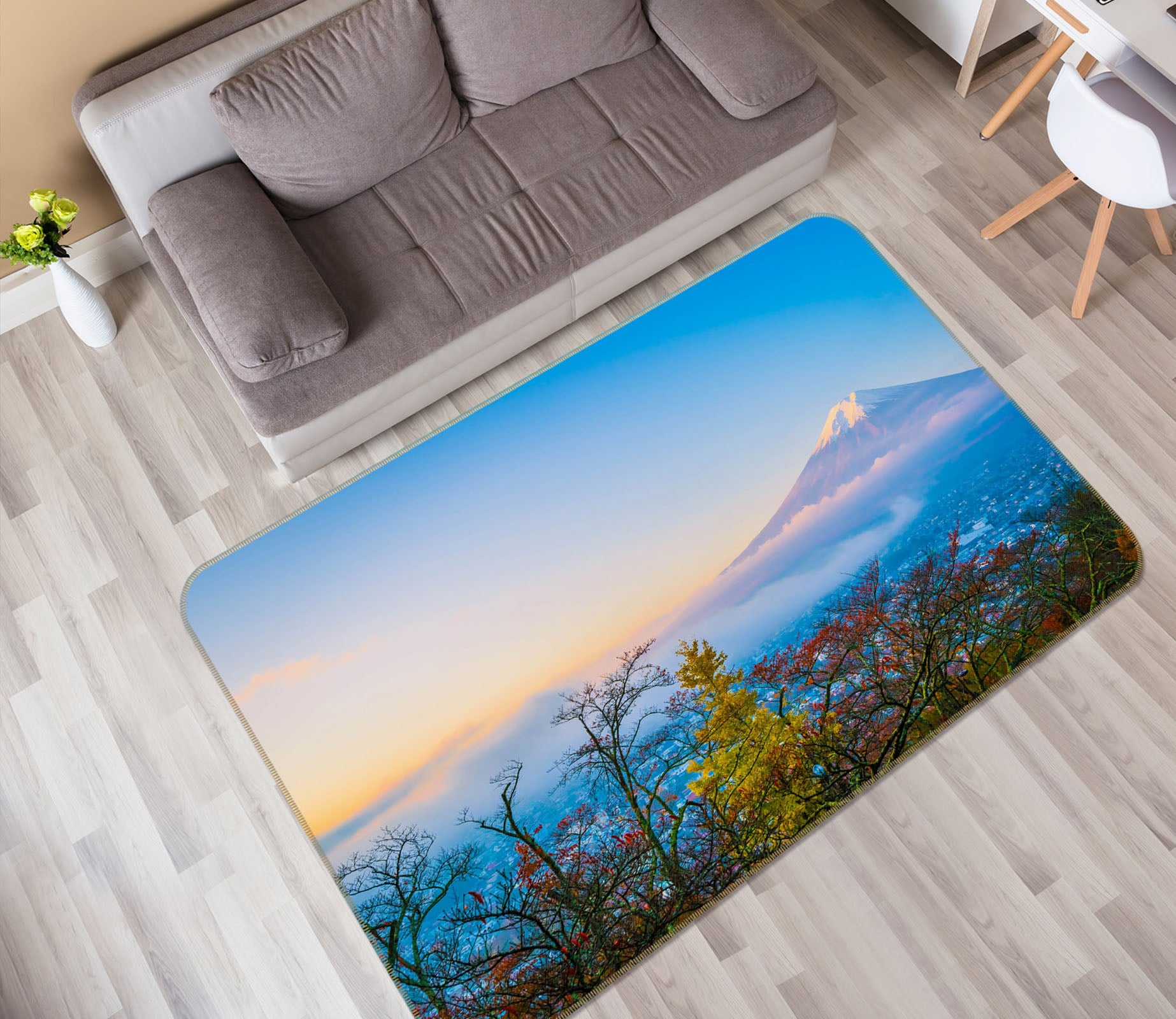 3D Snow Mountain Forest 31089 Non Slip Rug Mat