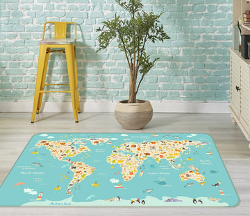 3D Yellow Territory 257 World Map Non Slip Rug Mat Mat AJ Creativity Home 