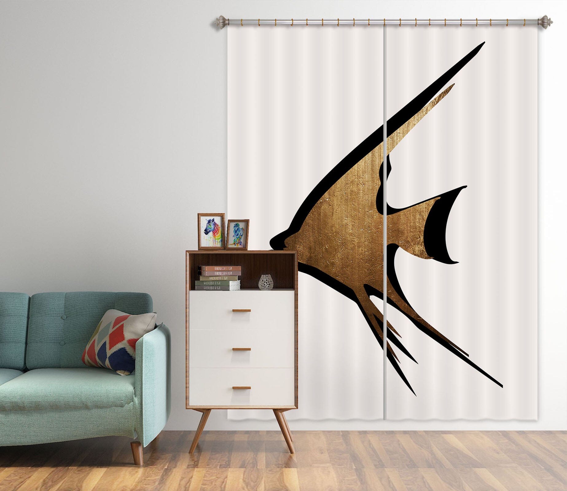 3D Gold Fish 1048 Boris Draschoff Curtain Curtains Drapes Curtains AJ Creativity Home 