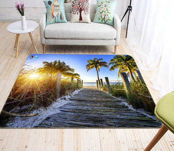 3D Walkway Coconut Tree 66122 Non Slip Rug Mat