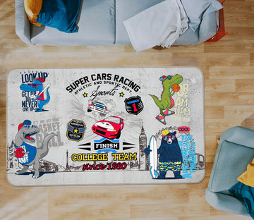 3D Dinosaur Car 34088 Non Slip Rug Mat